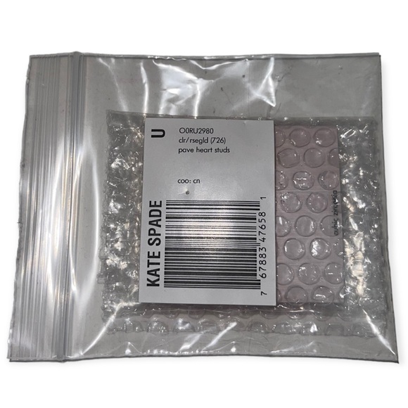 KATE SPADE Pave Heart Earrings Rose Gold Cubic Zirconia Stud Pierced Earrings - Picture 5 of 6